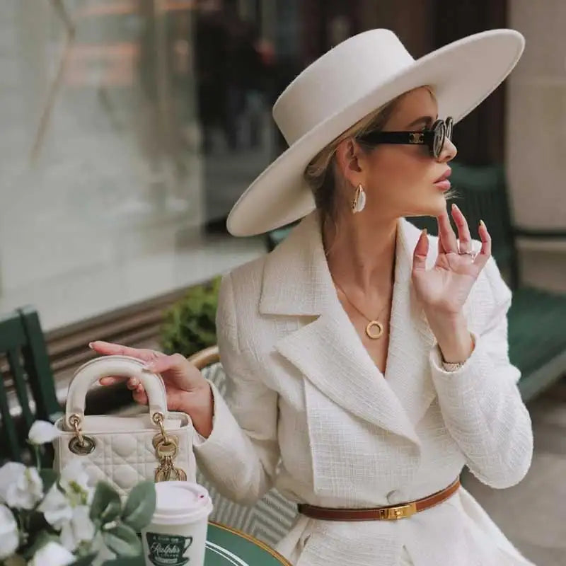 Flat top French fedora classic men's and women's jazz hat Panama hat church hat chapeau femme hats for woman LADYLYS