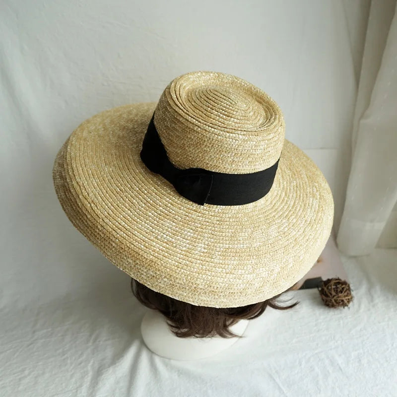 Designer Summer Hat 15cm Big Brim Straw Hat Women Sun Beach Hat Lampshade Hat Wedding Hat For Bridesmaid LADYLYS