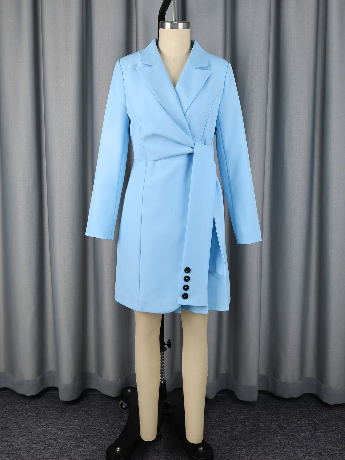 Women’s Blue V-Neck A-Line Blazer Dress