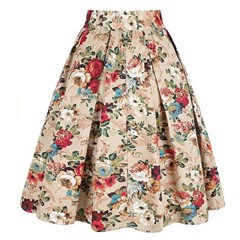 Summer French Style Women Short Vintage Pleated High Waist Floral Print Skirts LADYLYS