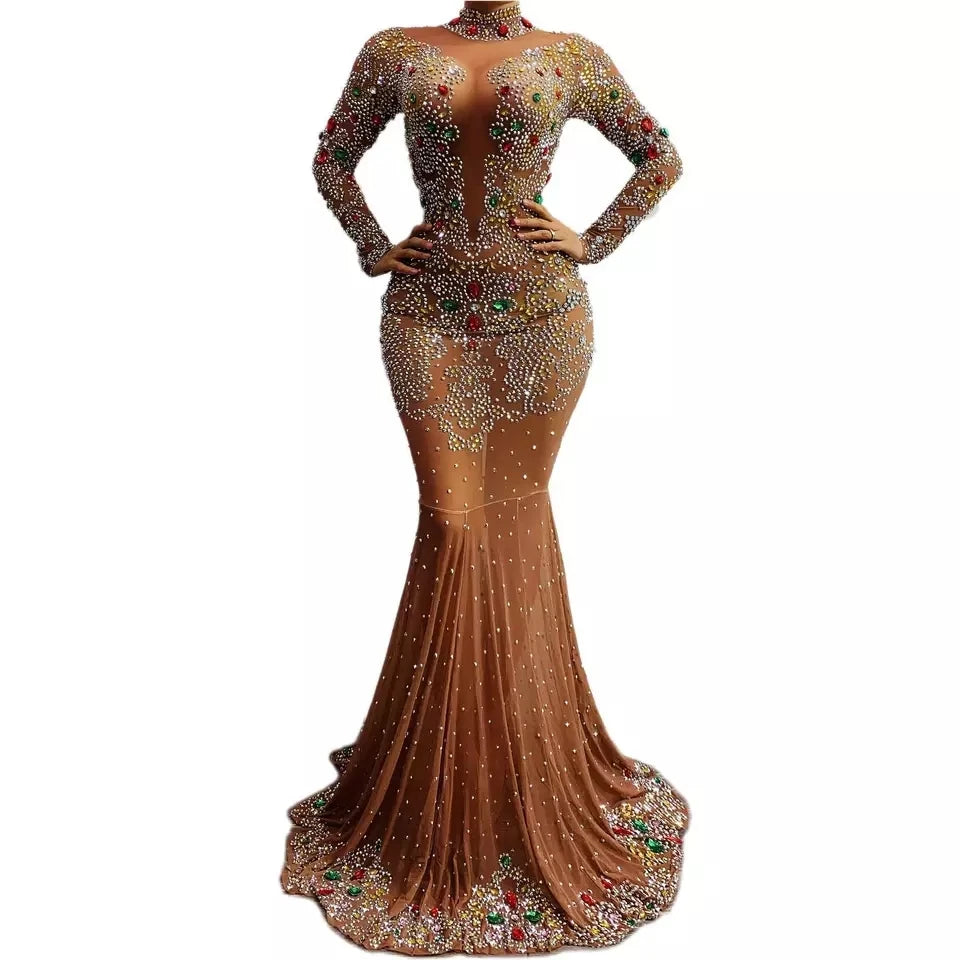 Luxury Rhinestone Mermaid Ballroom Performance Dress