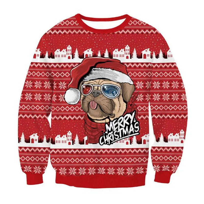 Pulls de Noël laids, pulls verts, sweat-shirt amusant imprimé en 3D Matutina-Chic