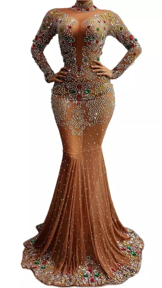 Luxury Rhinestone Mermaid Ballroom Performance Dress