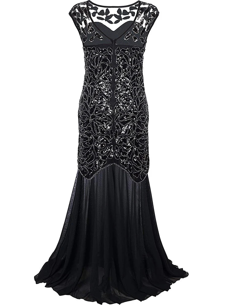 Sequin & Beaded Mermaid Evening Gown – Lace Long Formal Party Dress
