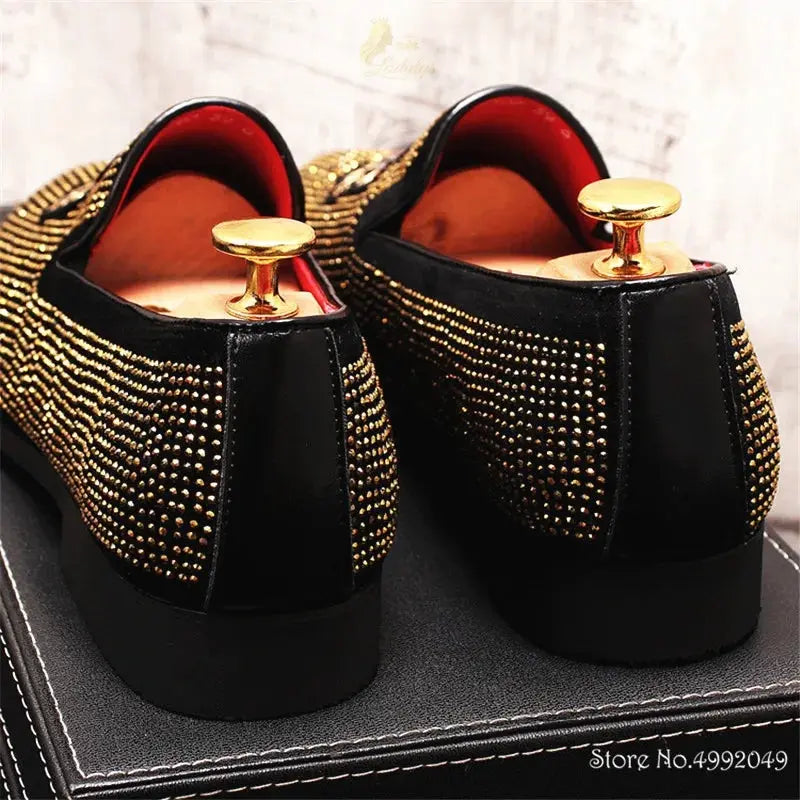 Embroidery Rhinestone Flats Shoes For Men LADYLYS