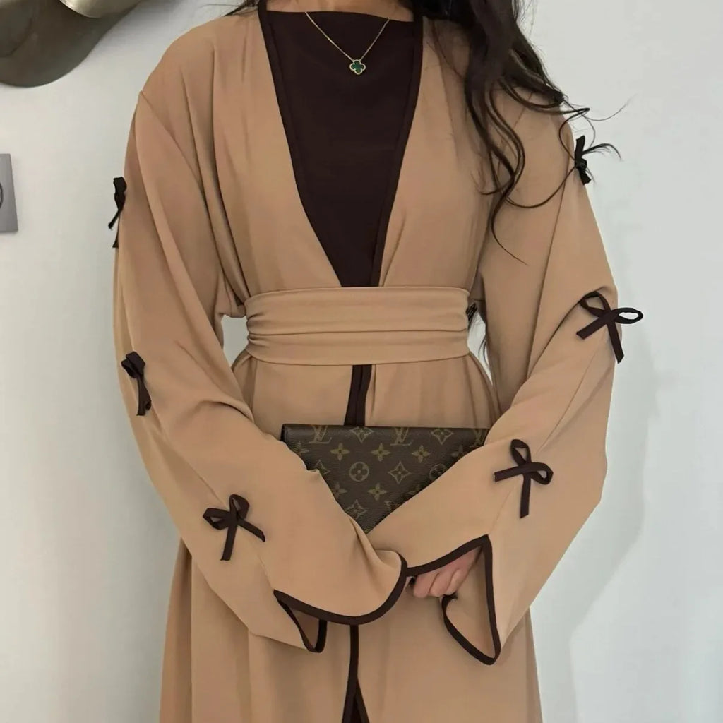 Women's Floral Embroidered Nida Abaya Dress