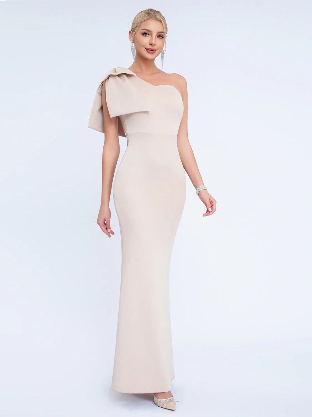 Women’s One-Shoulder Chiffon Floor-Length Evening Gown
