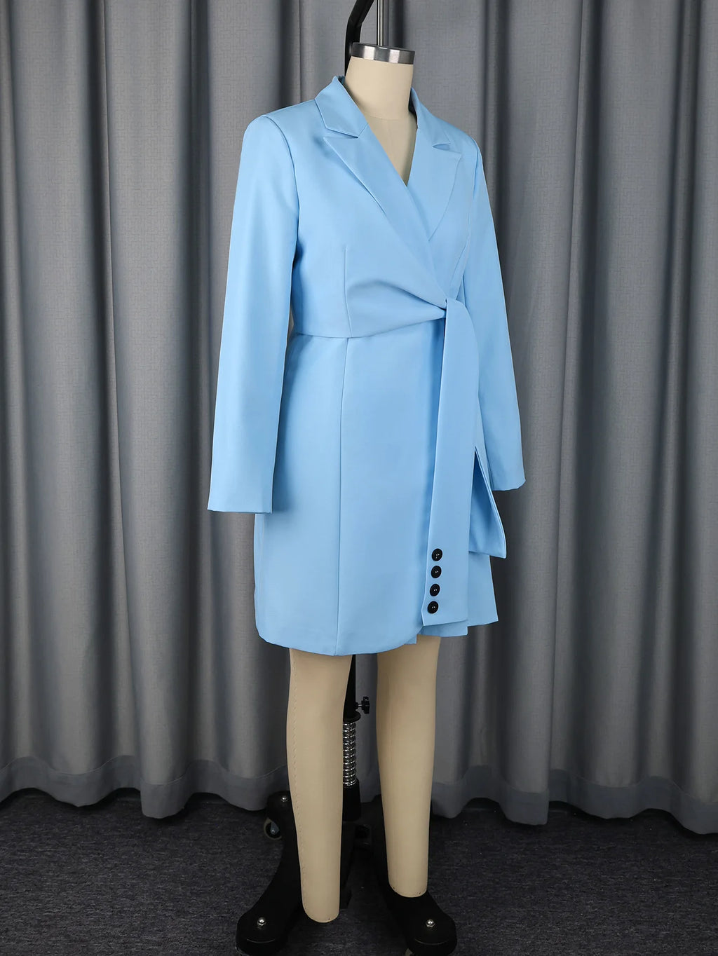 Women’s Blue V-Neck A-Line Blazer Dress