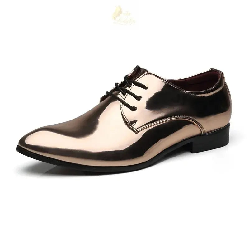Patent Leather Shoes Gold Blue Red White Oxfords Shoes Big Size 37-48 LADYLYS