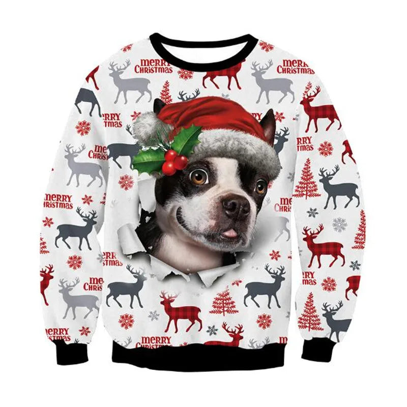 Pulls de Noël laids, pulls verts, sweat-shirt amusant imprimé en 3D Matutina-Chic