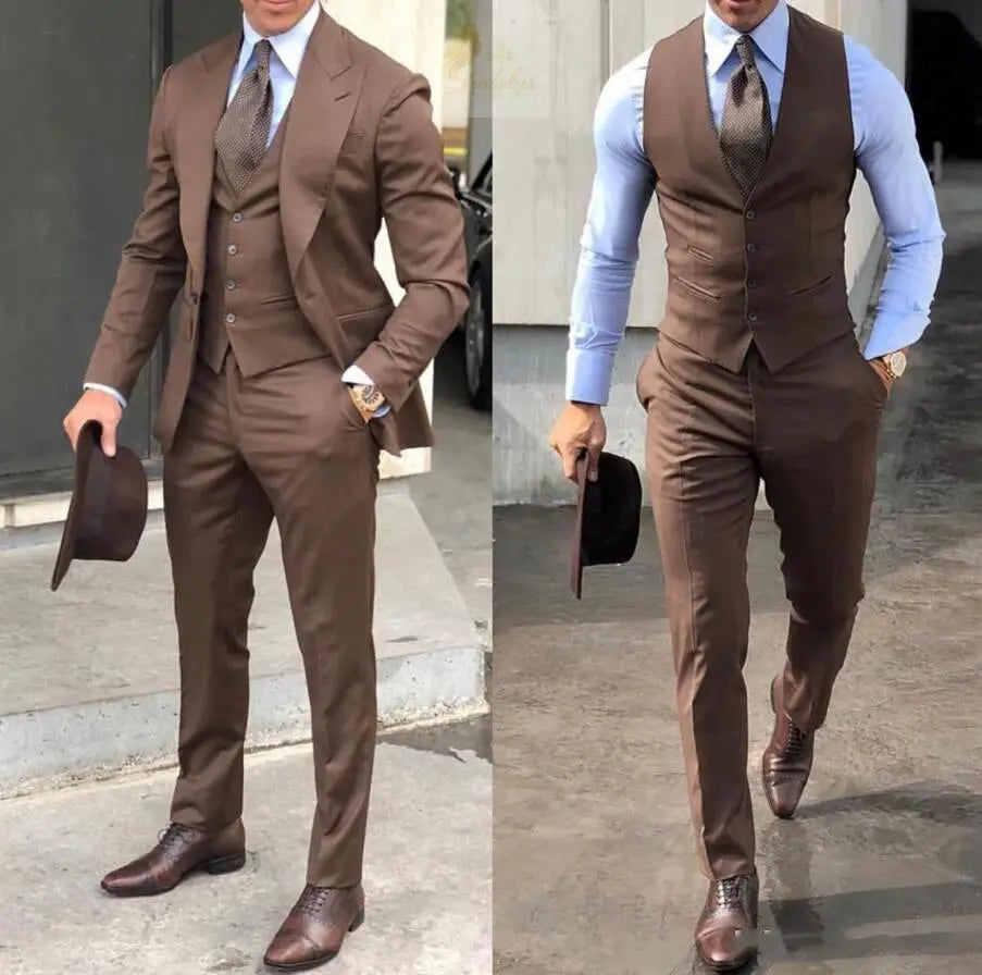 Classy Wedding Tuxedos Suits Slim Fit Bridegroom For Men 3 Pieces LADYLYS