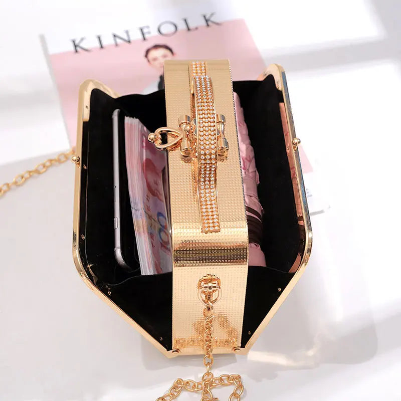 Women's Pearl Flower Minaudiere Clutch Bag
