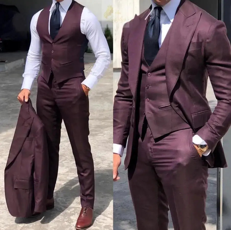 Classy Wedding Tuxedos Suits Slim Fit Bridegroom For Men 3 Pieces LADYLYS