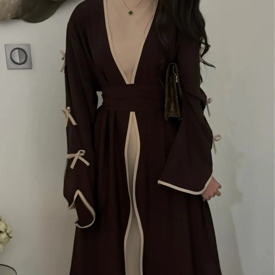 Women's Floral Embroidered Nida Abaya Dress