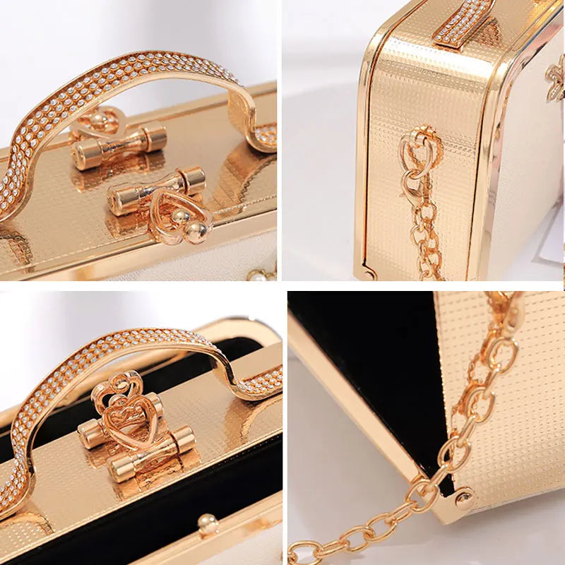 Women's Pearl Flower Minaudiere Clutch Bag