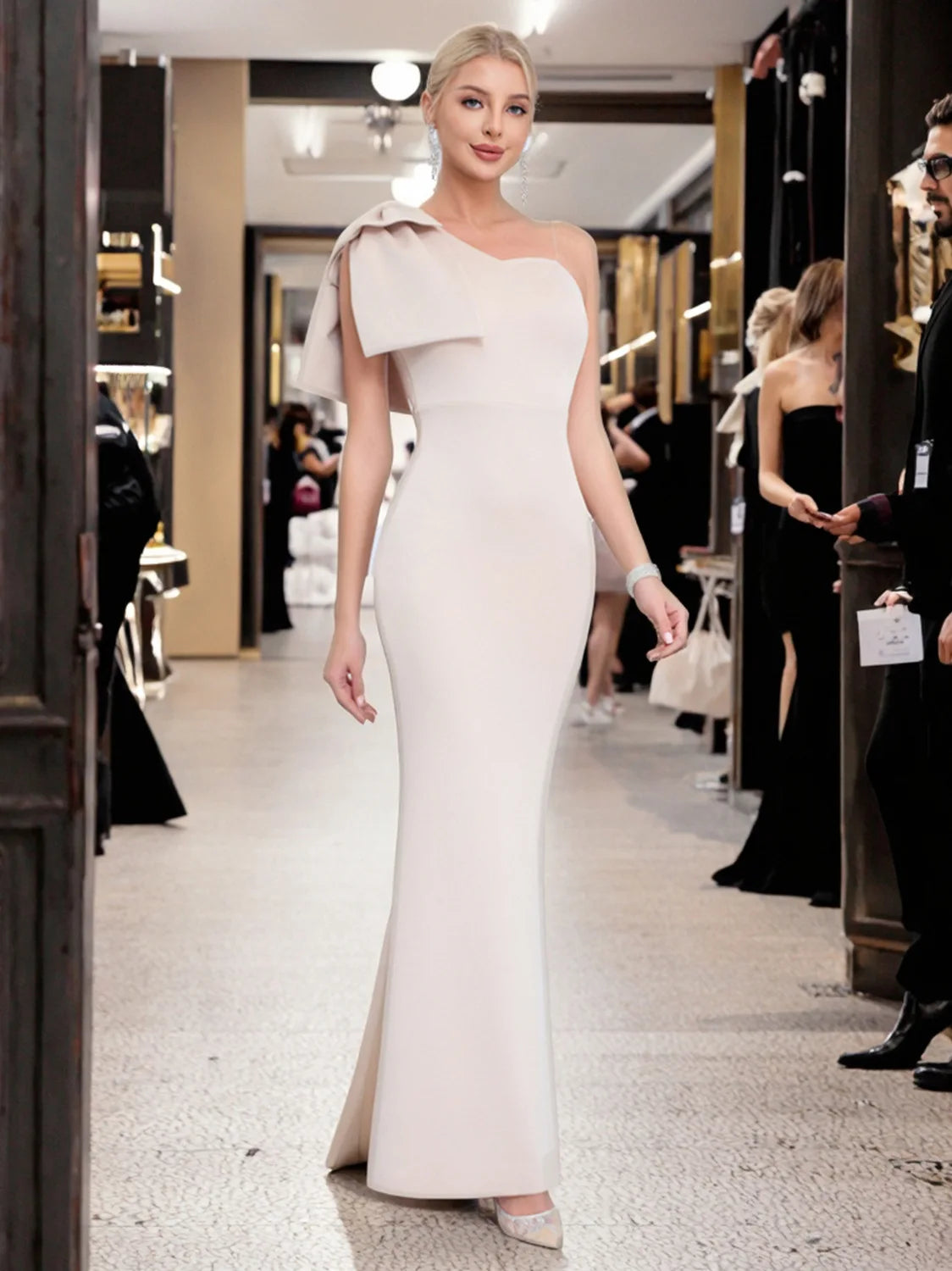 Women’s One-Shoulder Chiffon Floor-Length Evening Gown