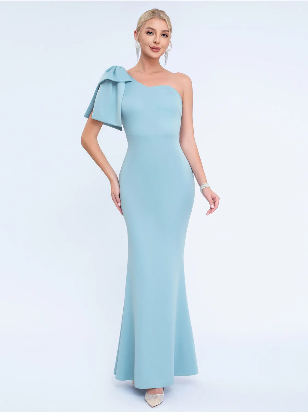 Women’s One-Shoulder Chiffon Floor-Length Evening Gown