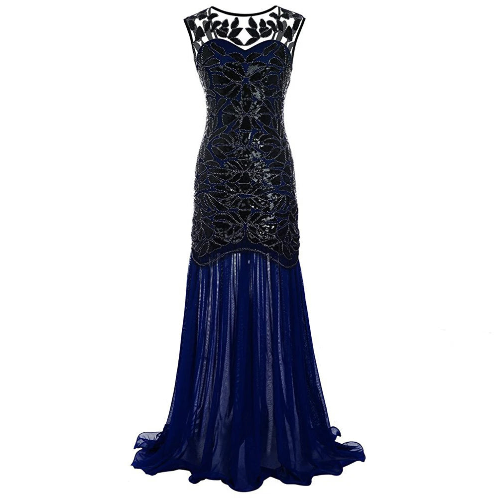 Sequin & Beaded Mermaid Evening Gown – Lace Long Formal Party Dress