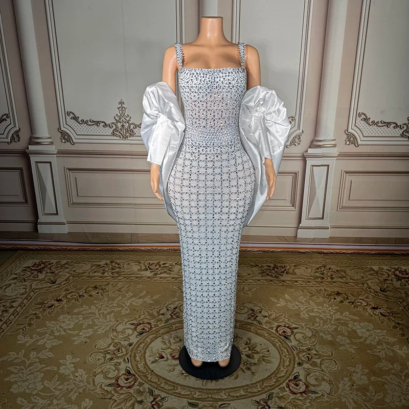 NOVANCE Crystal Embellished Halter Evening Dress
