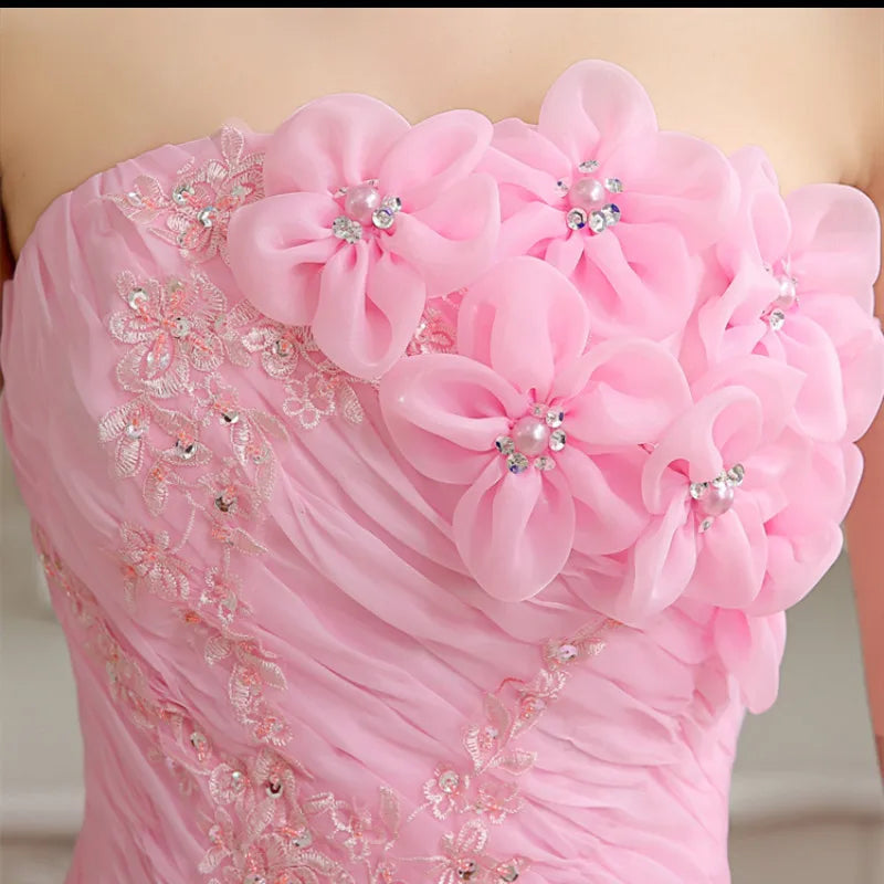 Ball Gown Sweet Pink Vestidos De 15 Flowers Cheap Quinceanera Dresses LADYLYS