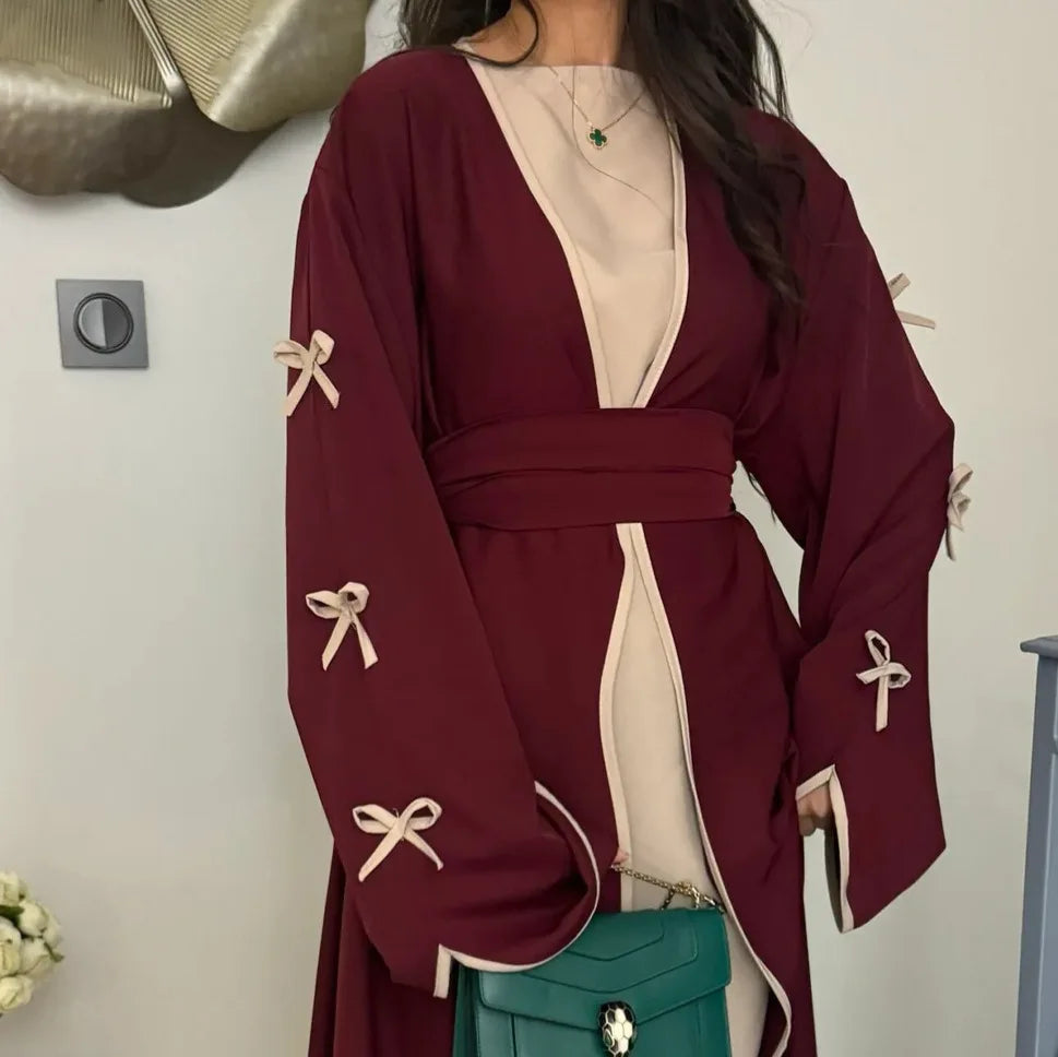 Women's Floral Embroidered Nida Abaya Dress