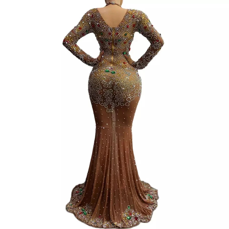 Luxury Rhinestone Mermaid Ballroom Performance Dress