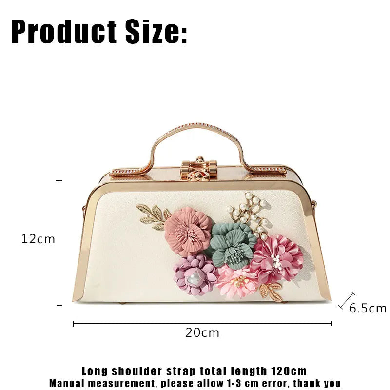 Women's Pearl Flower Minaudiere Clutch Bag