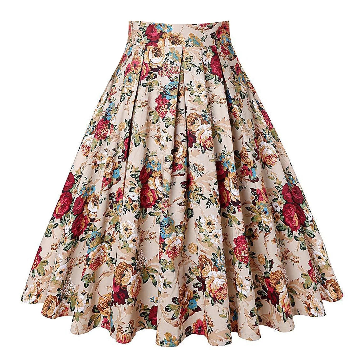 Summer French Style Women Short Vintage Pleated High Waist Floral Print Skirts LADYLYS