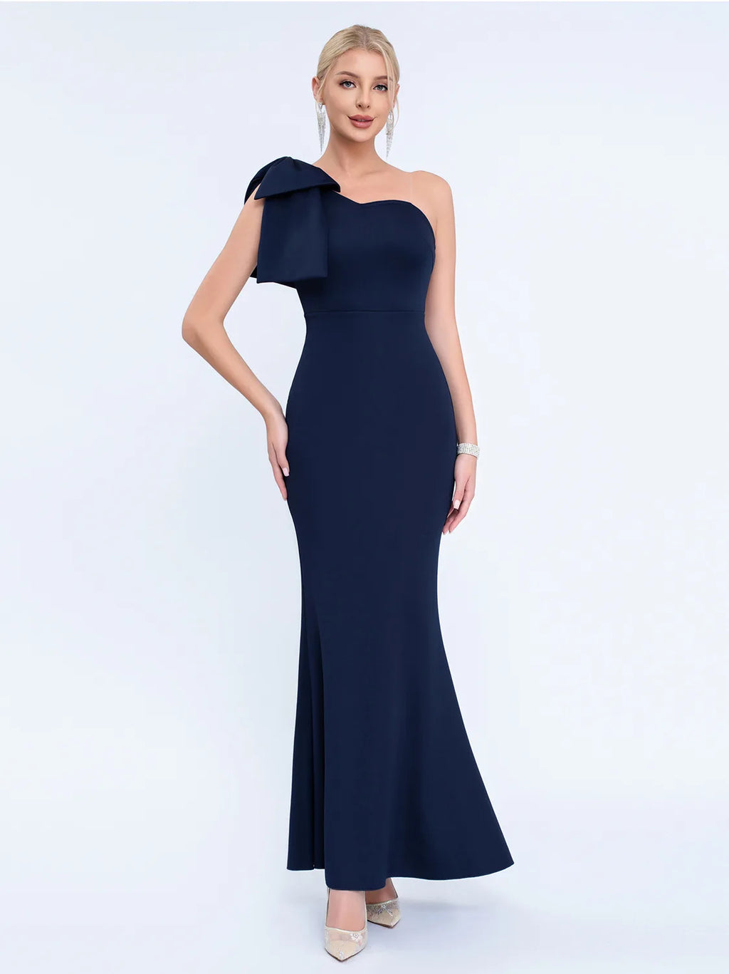 Women’s One-Shoulder Chiffon Floor-Length Evening Gown