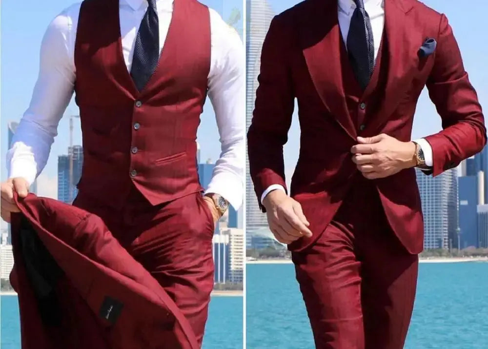 Classy Wedding Tuxedos Suits Slim Fit Bridegroom For Men 3 Pieces LADYLYS