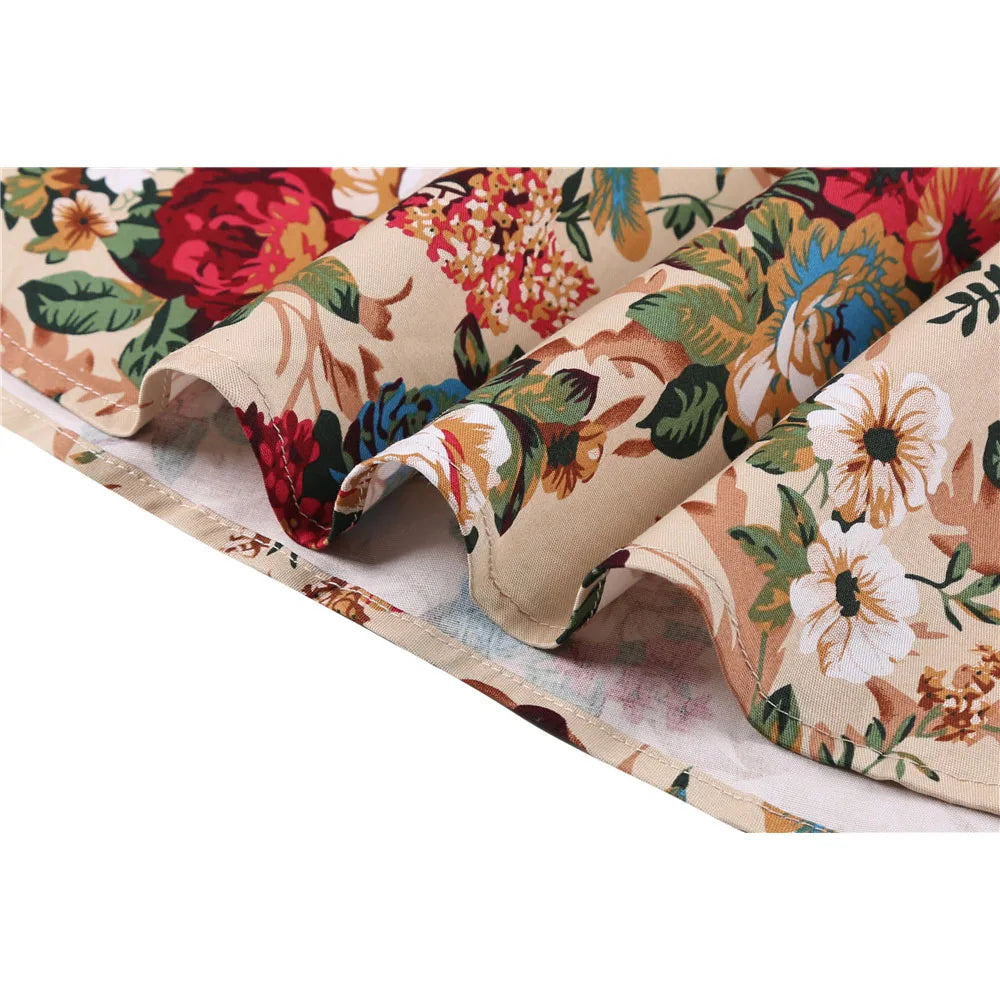 Summer French Style Women Short Vintage Pleated High Waist Floral Print Skirts LADYLYS