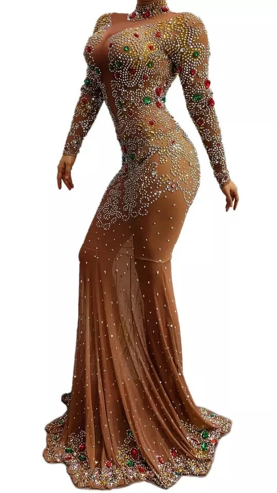 Luxury Rhinestone Mermaid Ballroom Performance Dress