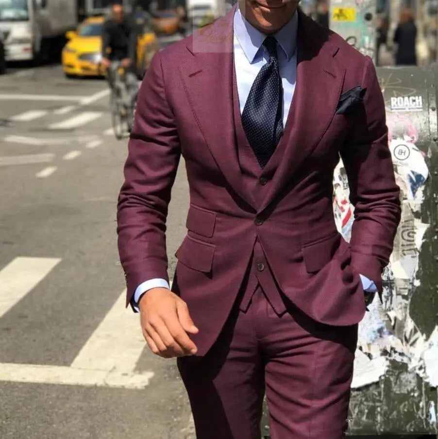 Classy Wedding Tuxedos Suits Slim Fit Bridegroom For Men 3 Pieces LADYLYS