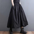 Women's Plus Size Solid Midi Skirt – Slim-Look Spliced A-Line Skirt