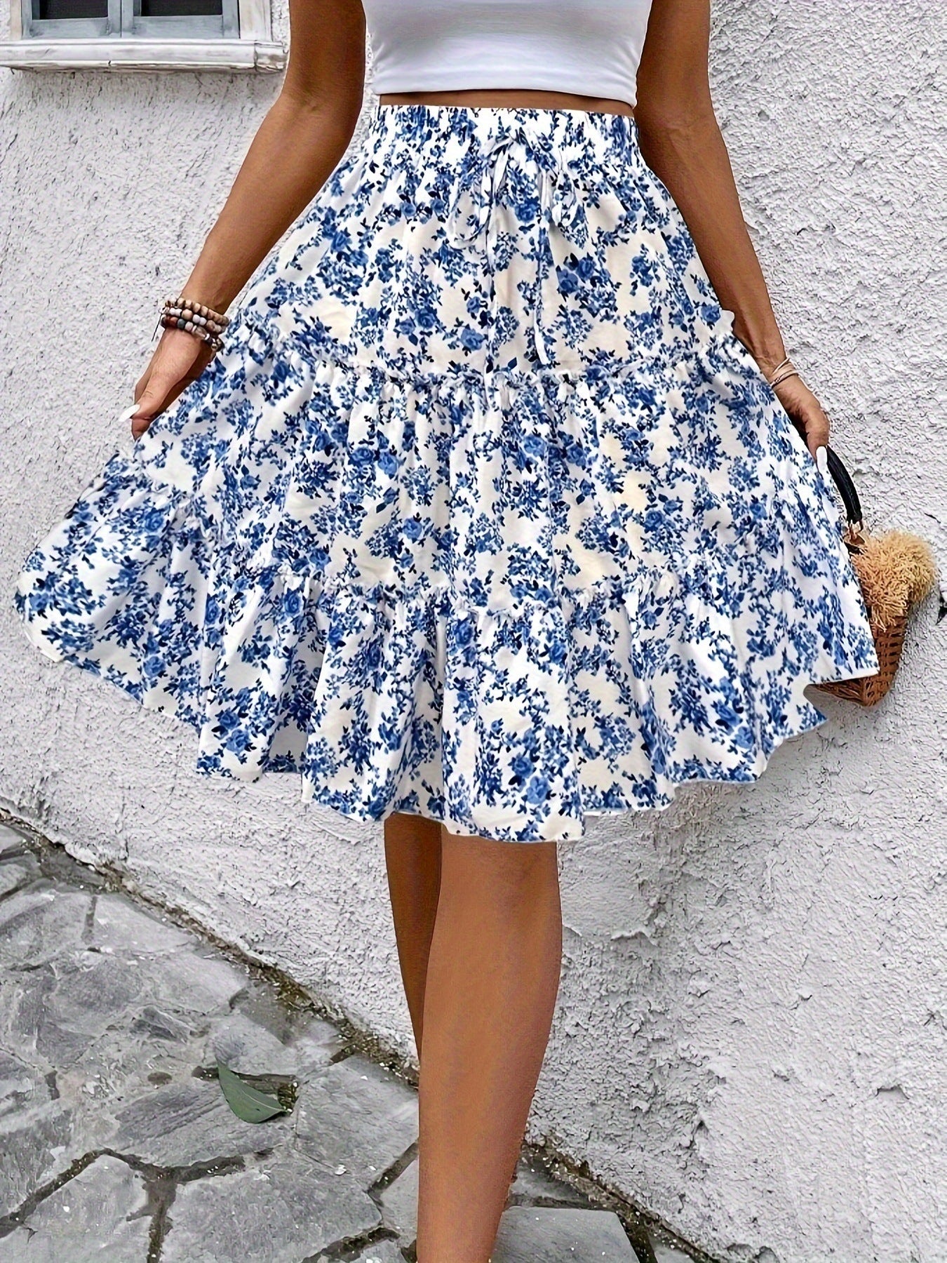 Floral Fashion Women's Wide-Leg Shorts with Drape, Versatile Casual Skirt LADYLYS