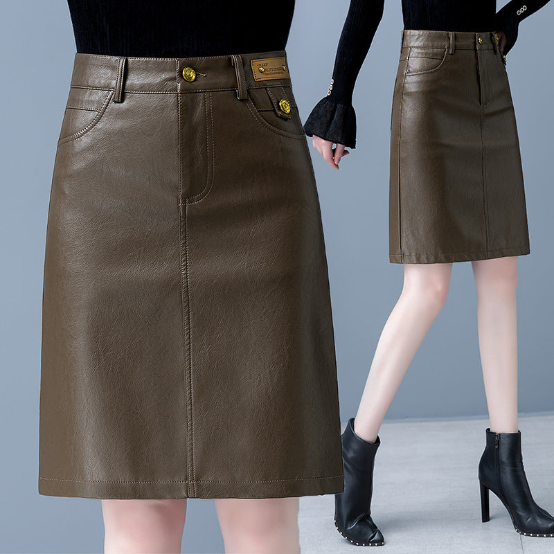 Haining Genuine Leather Half High-End Goatskin Skirt LADYLYS