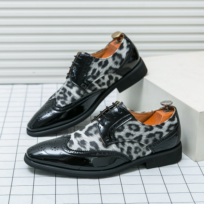 Foreign Trade Men's Leopard Print Leather Brock Men's Shoes British Style LADYLYS