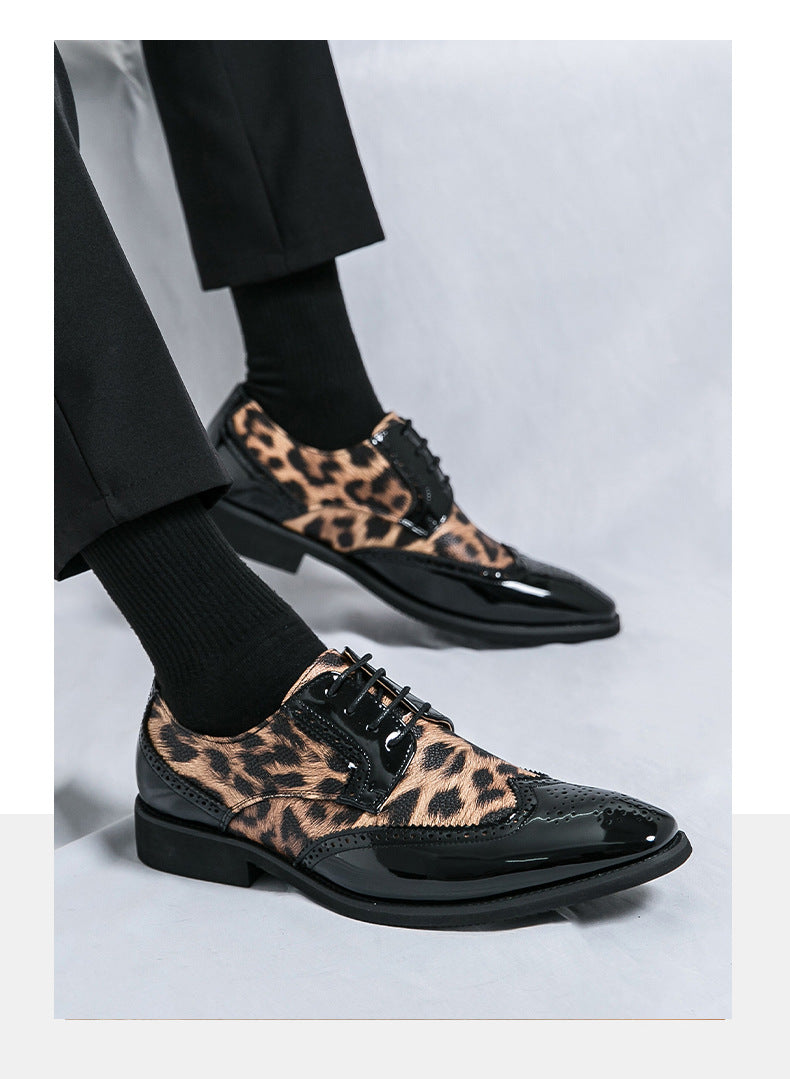 Foreign Trade Men's Leopard Print Leather Brock Men's Shoes British Style LADYLYS