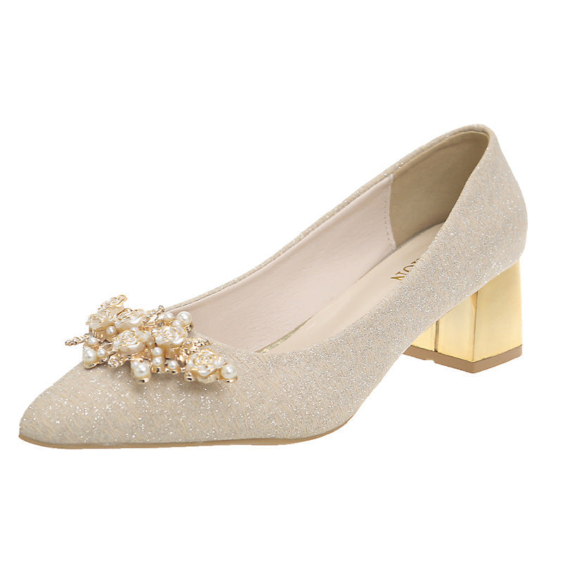 Cross-border plus size high heels pointed thick heel shoes LADYLYS