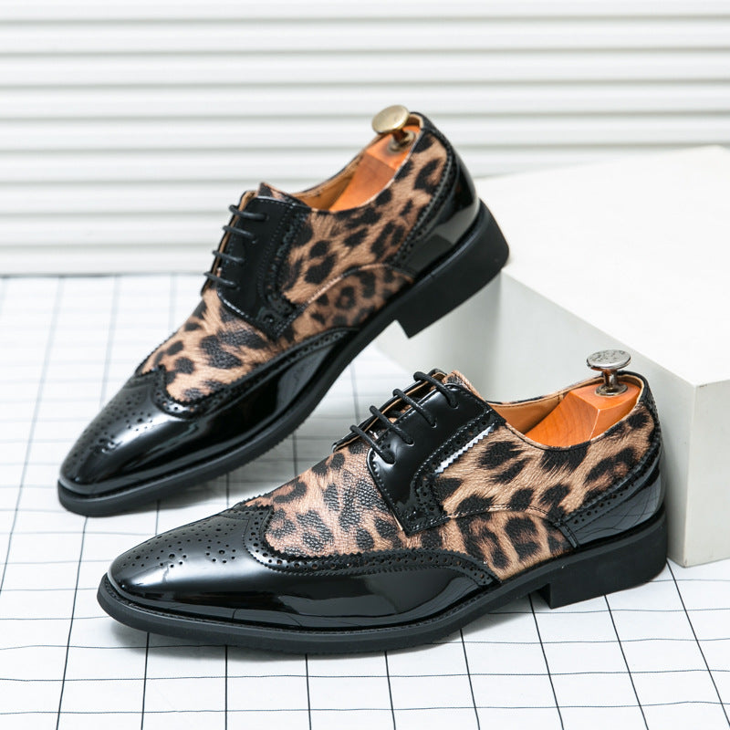 Foreign Trade Men's Leopard Print Leather Brock Men's Shoes British Style LADYLYS