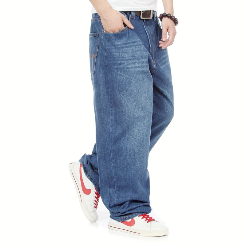 Men's Plus Size Wide-Leg Hip-Hop Jeans – Loose Straight Denim Trousers