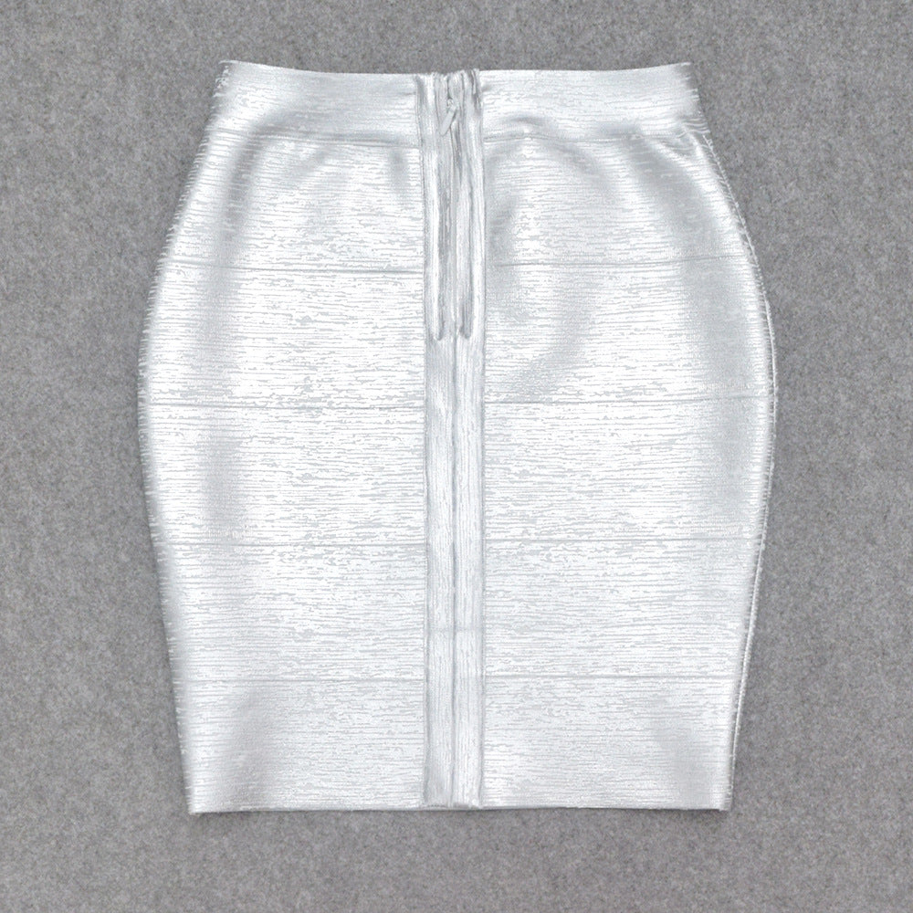 Luxury Gilding Silver Bandage High Waist Leather Skirt Spice Girls Ultra Short LADYLYS