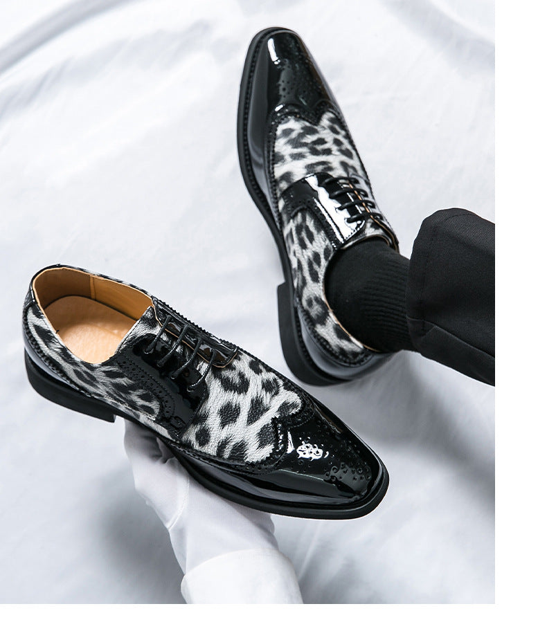 Foreign Trade Men's Leopard Print Leather Brock Men's Shoes British Style LADYLYS