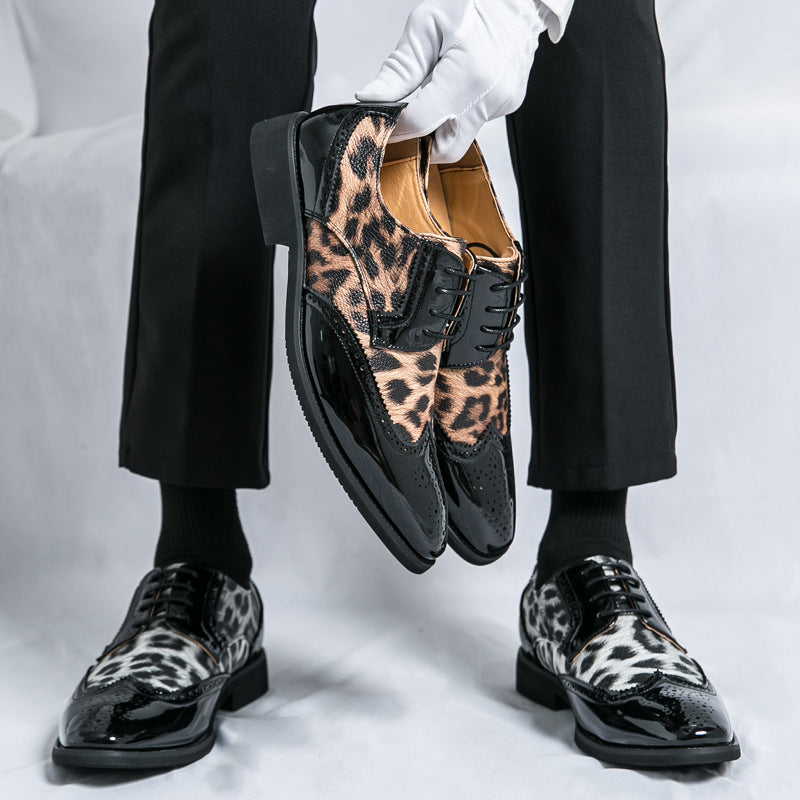 Foreign Trade Men's Leopard Print Leather Brock Men's Shoes British Style LADYLYS