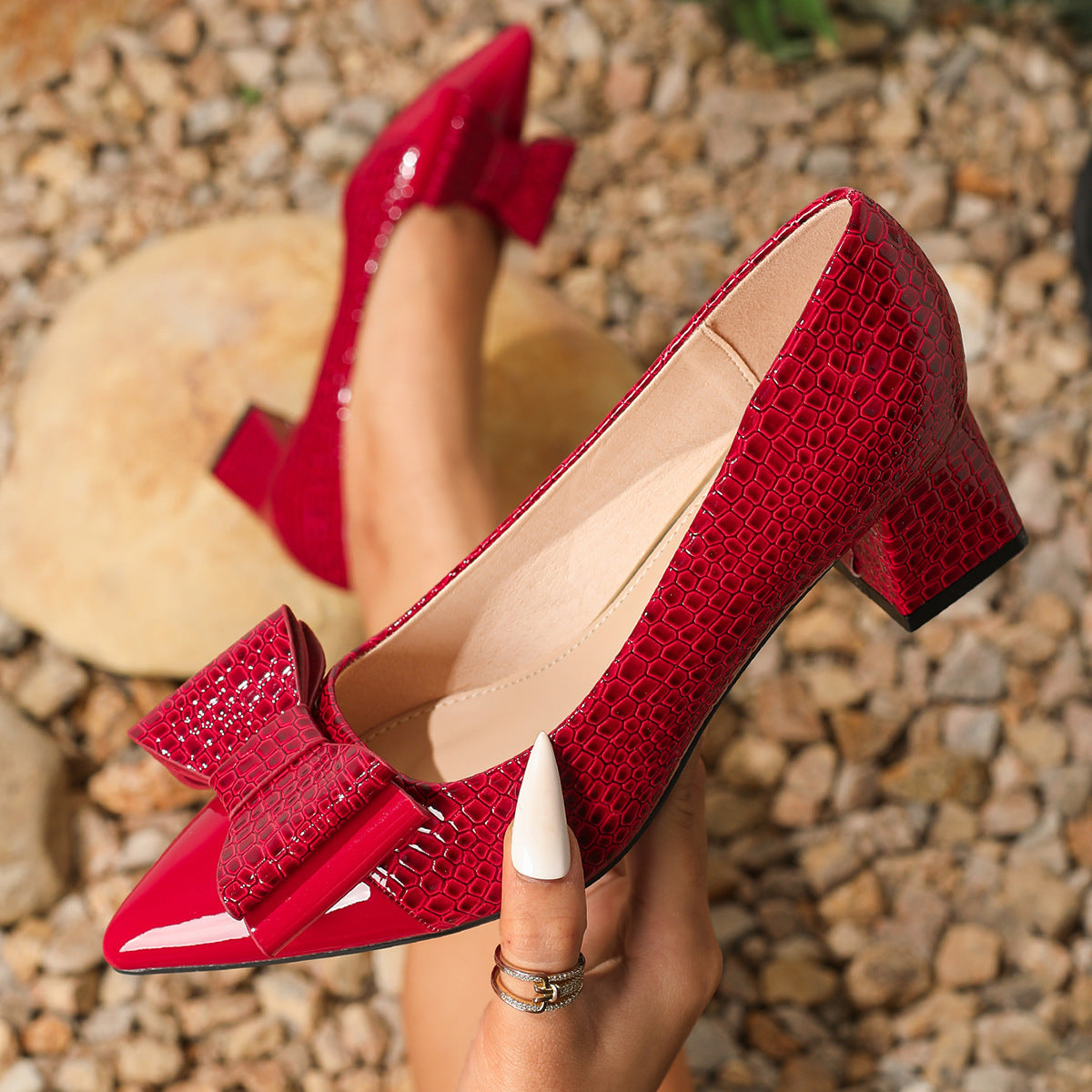 Cross-Border Export Slip-On Thick High Heels Comfortable Large Size Shoes LADYLYS