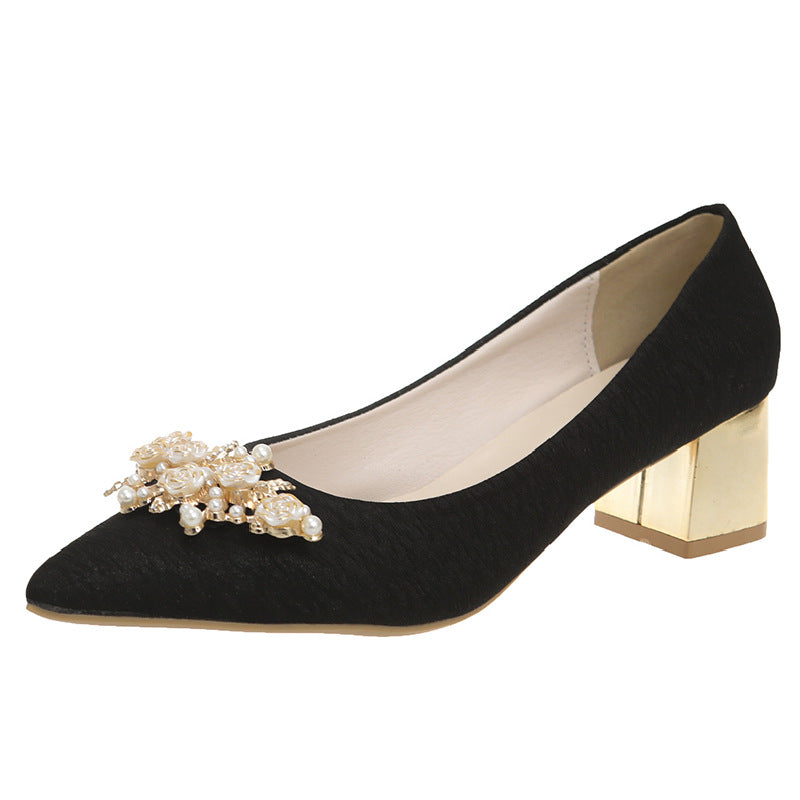 Cross-border plus size high heels pointed thick heel shoes LADYLYS