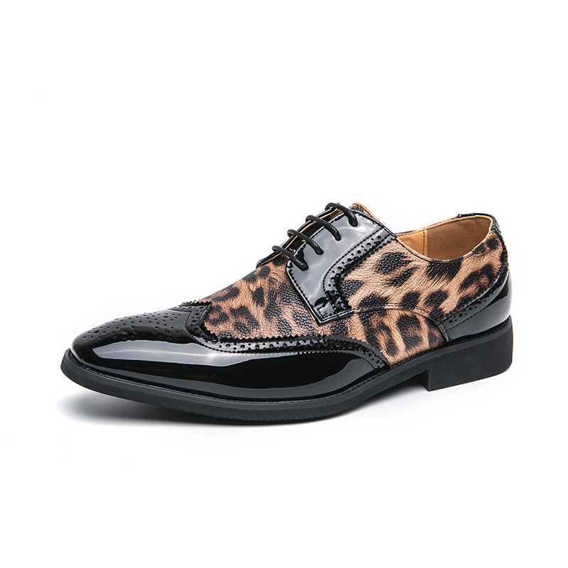 Foreign Trade Men's Leopard Print Leather Brock Men's Shoes British Style LADYLYS
