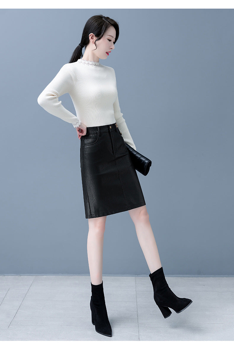 Haining Genuine Leather Half High-End Goatskin Skirt LADYLYS
