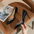 Heel Pointed French Style Elegant Rhinestone Single Shoes Bridesmaid LADYLYS