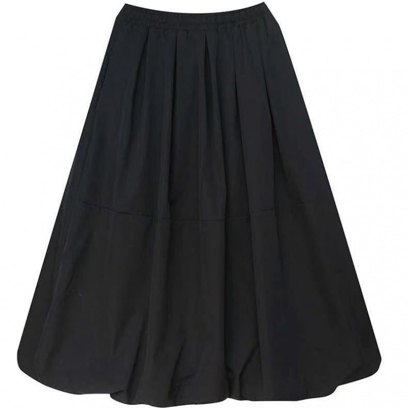 Women's Plus Size Solid Midi Skirt – Slim-Look Spliced A-Line Skirt